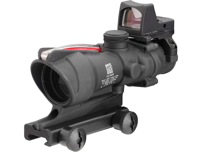 Trijicon ACOG Rifle Scope 4x 32mm Dual-Illuminated Red Chevron 223 Remington Reticle with 3.25 MOA RMR Type 2 Red Dot Sight and Colt Knob Thumbscrew Mount Matte Black