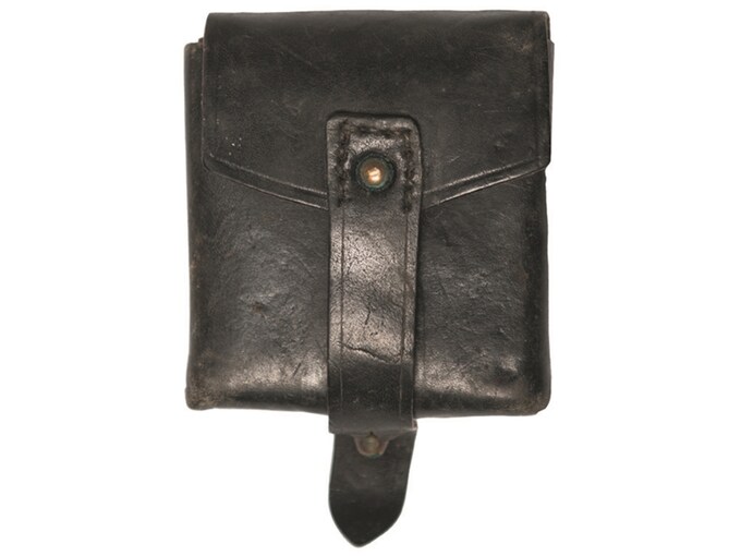 Fommy Universal Vertical Dual Phone Holder Leather Pouch - Black