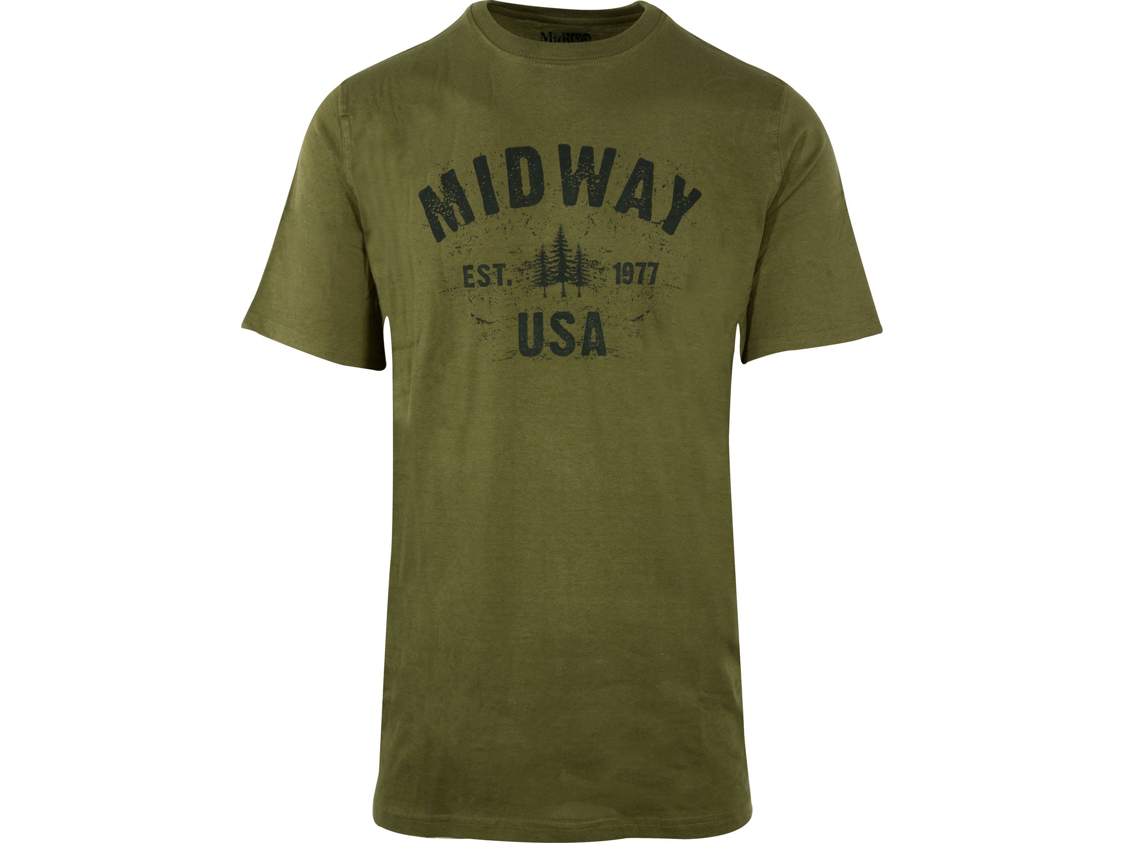 MidwayUSA Men's Short Sleeve T-Shirt Cotton Olive Drab Pine 3XL