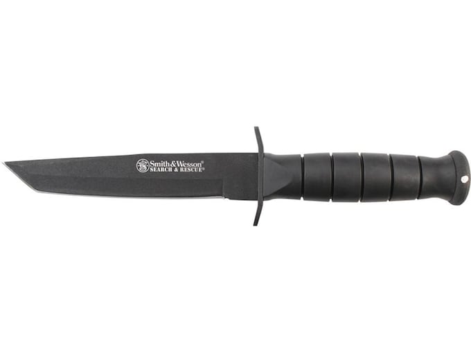 Smith & Wesson Search & Rescue Fixed Blade Knife 6.03″ Tanto Point 7Cr17MoV Black Blade Rubber Handle Black