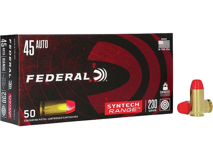 Federal Syntech Range 45 ACP Ammo 230 Grain Federal TSJ Total Synthetic Jacket (TSJ) Case of 500 (10 Boxes of 50)