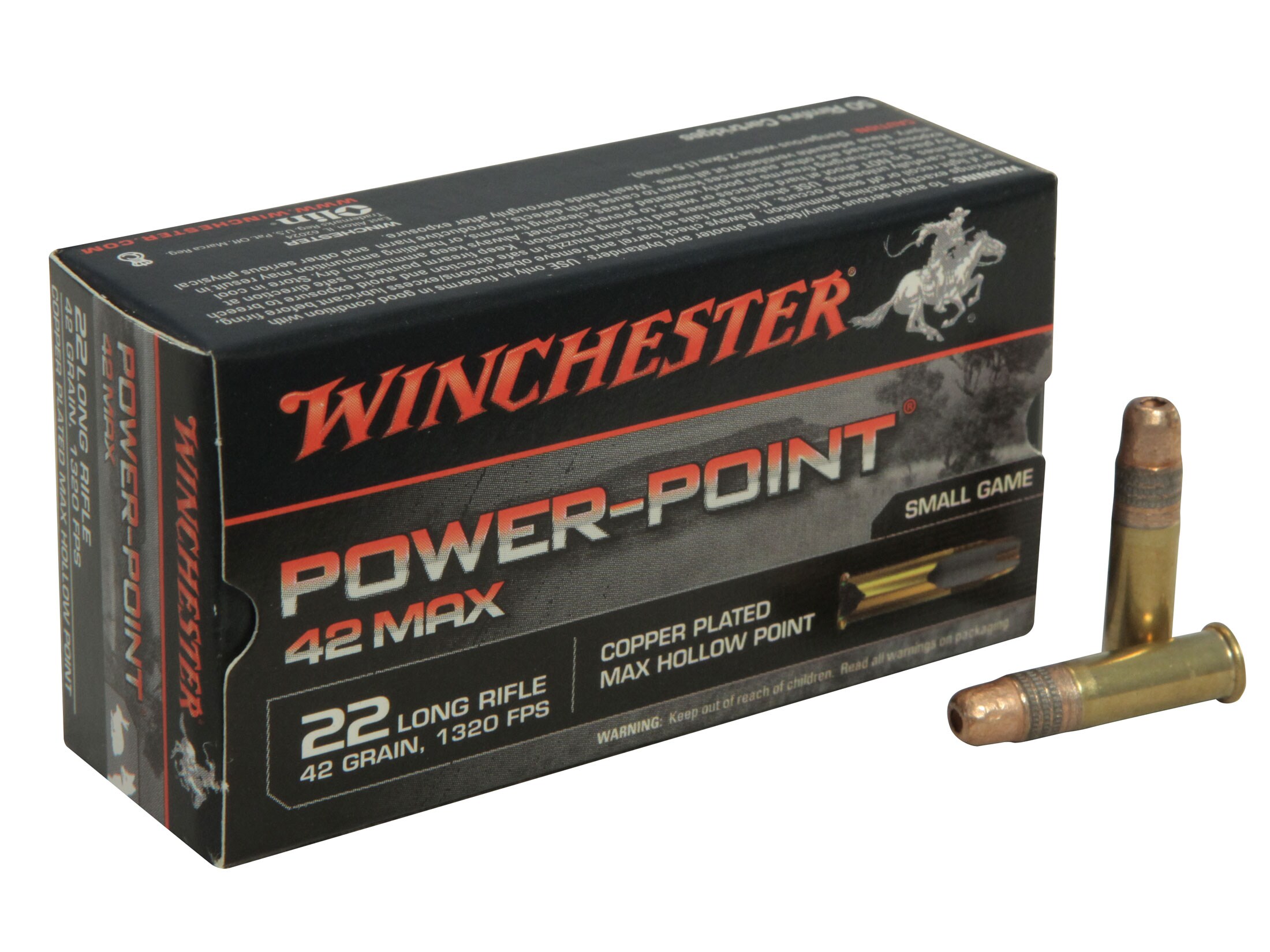 Winchester 42 Max 22LR Ammo 42 Grain Winchester Power-Point Plated