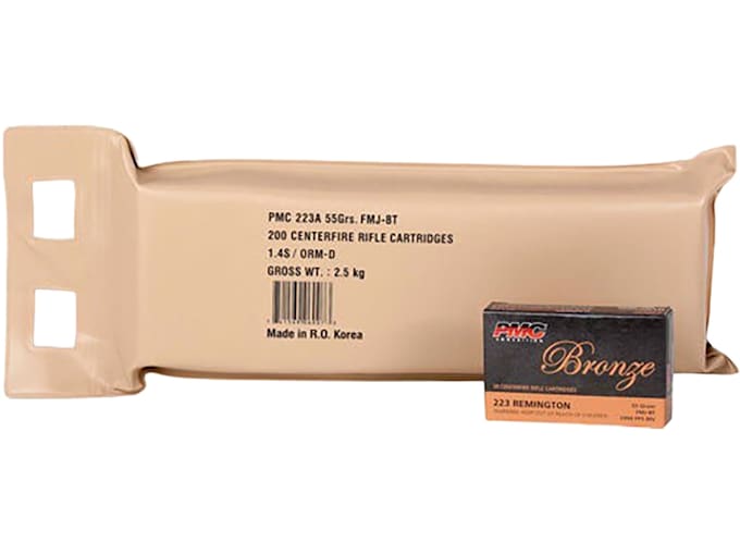 PMC Bronze 223 Remington Ammo 55 Grain Full Metal Jacket Battle Pack of 200