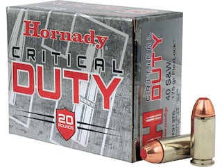 Hornady Critical Duty 40 S&W Ammo 175 Grain Hornady FlexLock Polymer Tip Box of 20