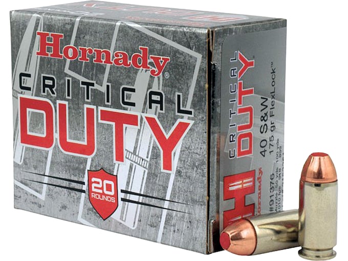 Hornady Critical Duty 40 S&W Ammo 175 Grain Hornady FlexLock Polymer Tip Box of 20