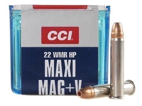 CCI Maxi-Mag +V Ammunition 22 Winchester Magnum Rimfire (WMR) 30 Grain Jacketed Hollow ...