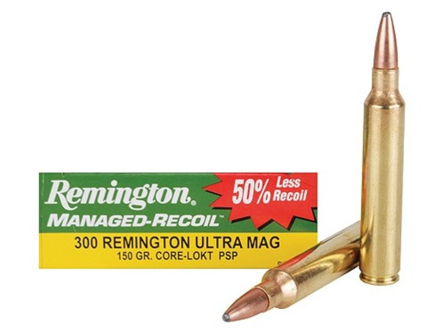 Remington Managed-Recoil Ammo 300 Remington Ultra Mag 150 Grain.