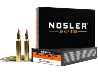Nosler BT Varmint 223 Remington Ammo 55 Grain Nosler Ballistic Tip Polymer Tip Box of 20