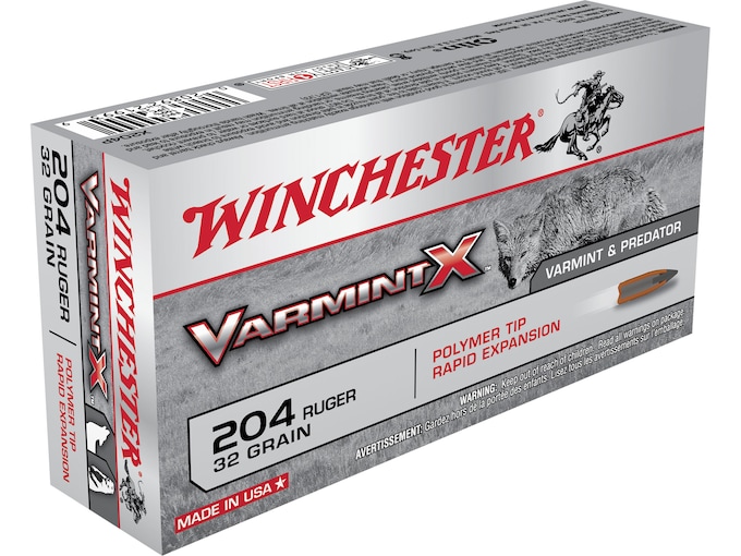 Winchester Ammo X204P Varmint X 204Ruger 32gr Polymer Tip Rapid Expansion 20 Per Box/10 Case