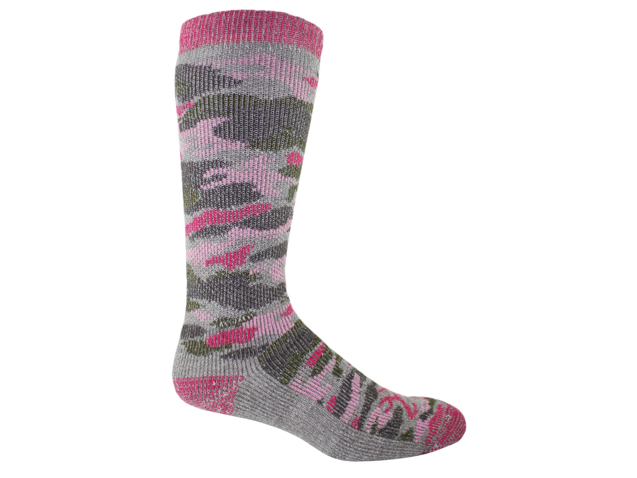 Browning Women's Heavweight Camo Socks Merino Wool Blend Pink Camo