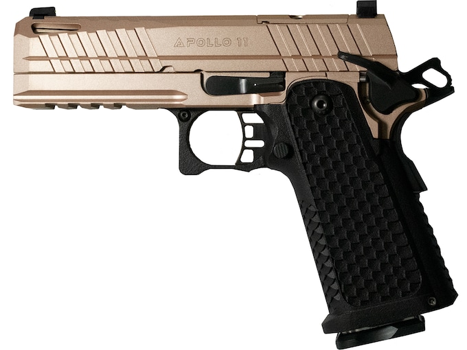 Live Free Armory Apollo 11 FS 9mm Luger Pistol 4.9″ Barrel 17+1 Round Rose Gold Slide Black Grip Rose Gold Frame