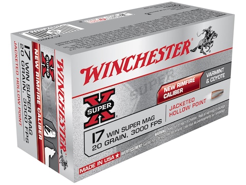 Winchester Super-X Ammo 17 Winchester Super Mag 20 Grain Jacketed