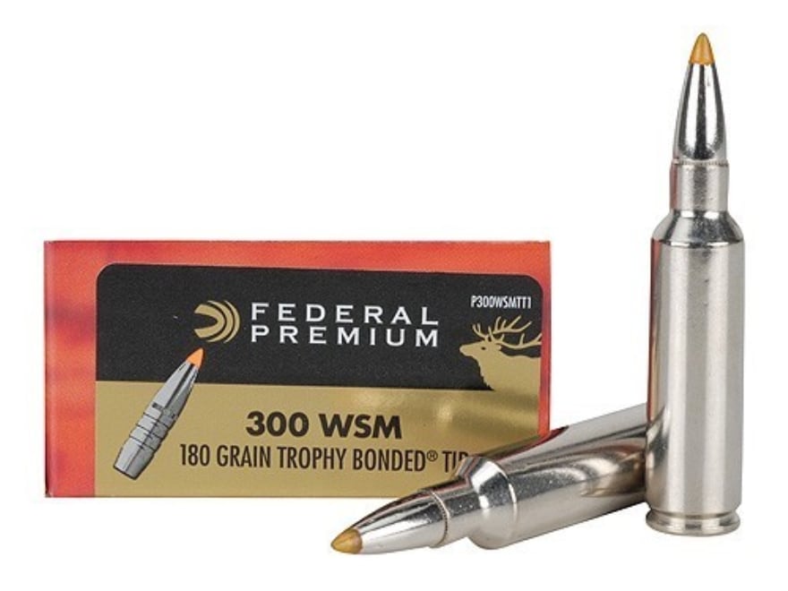 Federal Premium Ammo 300 Winchester Short Mag (WSM) 180 Grain Trophy.