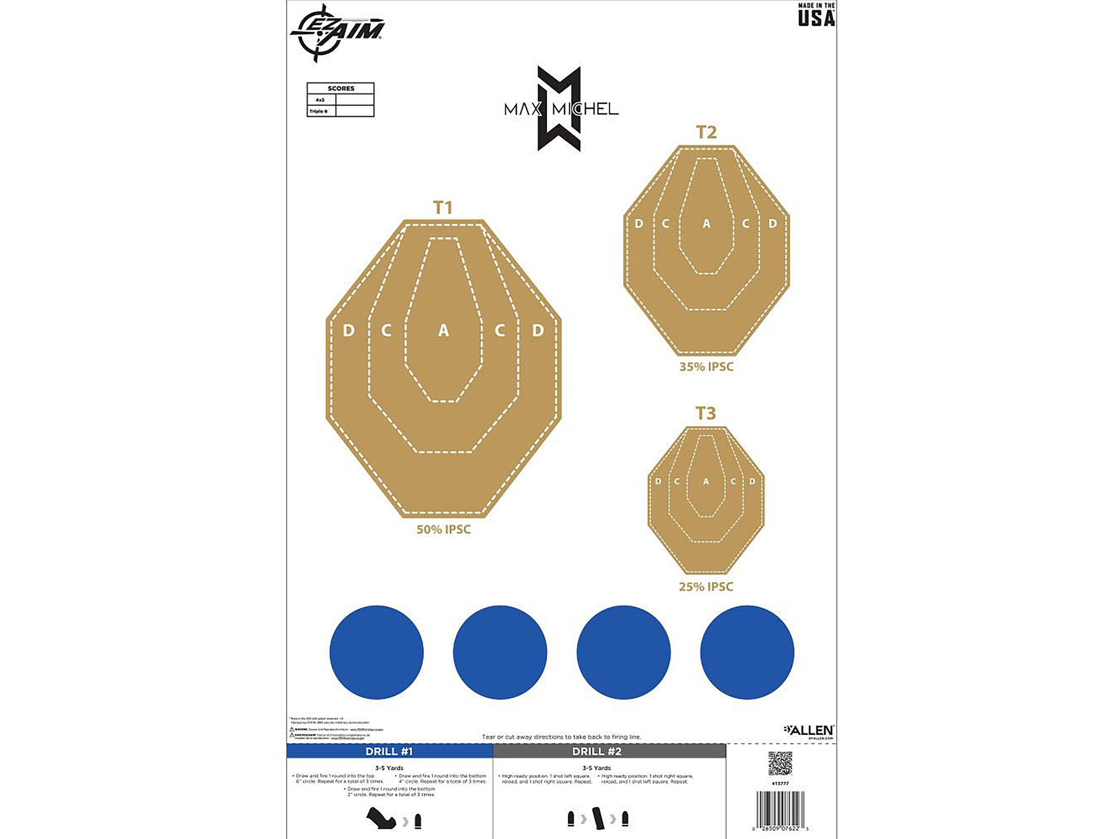 Allen EZ-Aim Max Michel Course of Fire B-2 Paper Targets 23x35 50PK