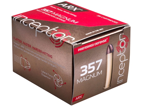 Inceptor Preferred Defense Ammunition 357 Magnum 86 Grain ARX Lead-Free Box of 20