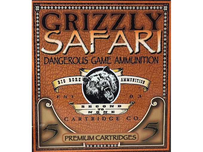 Grizzly Cartridge Safari 458 Winchester Magnum Ammo 500 Grain Solid Round Nose Lead Free Box of 5