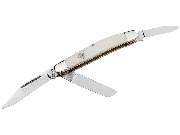 Boker Knives Traditional Series 2.0 Medium Stockman Pocket Knife 2.25″ Clip Point, Pen, Wharncliffe D2 Satin Blade Bone Handle White