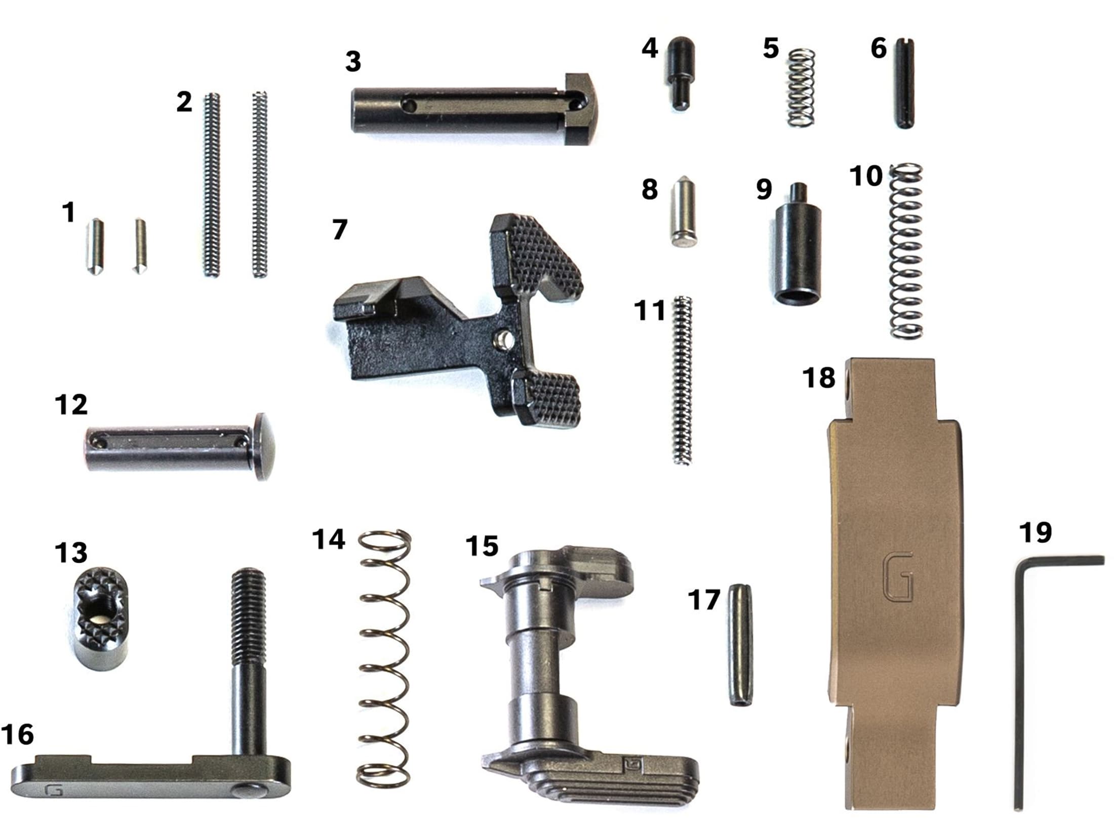 Geissele Super Duty AR-15 Lower Receiver Parts Kit Aluminum Desert