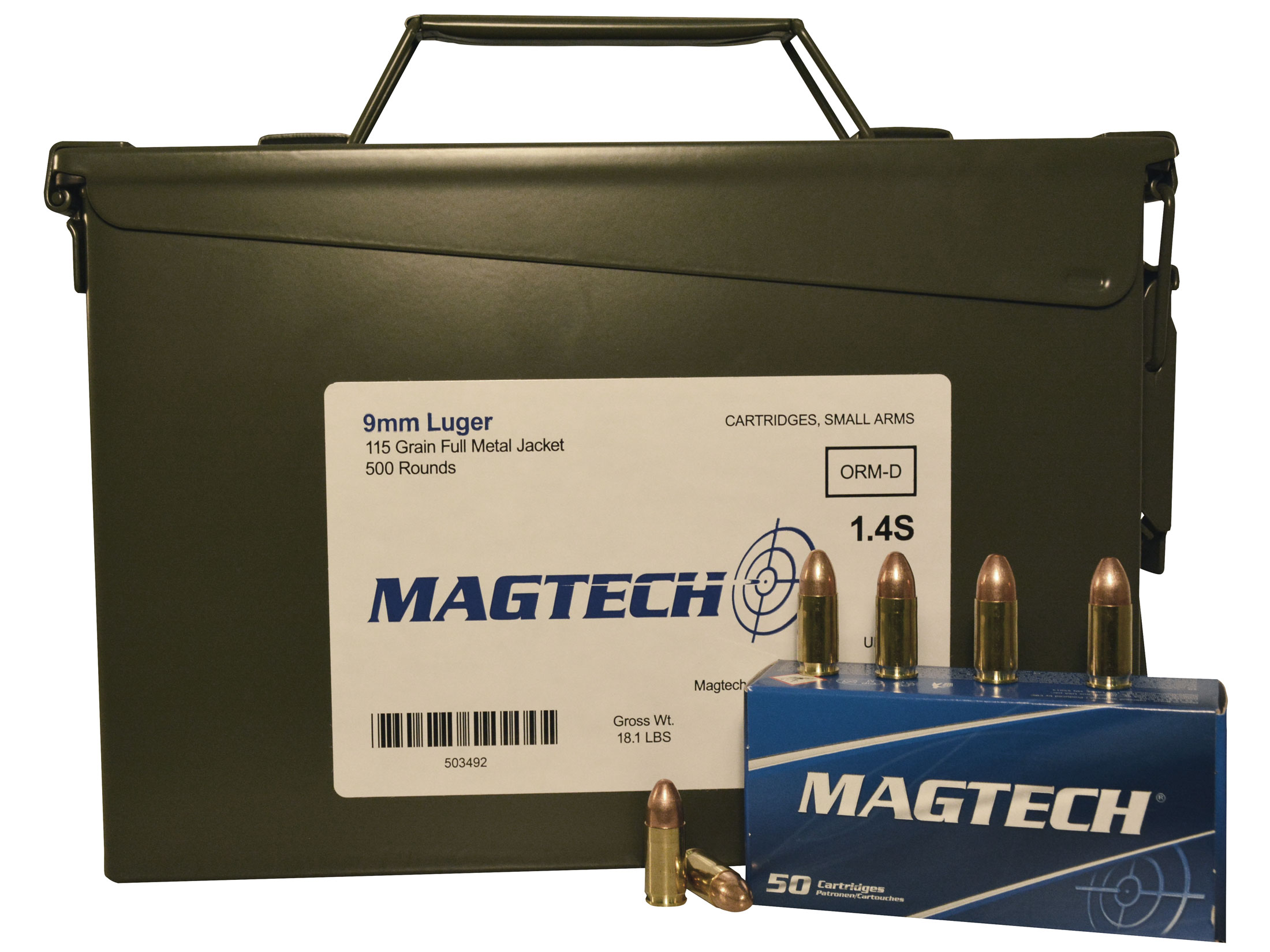 Magtech Sport Ammo 9mm Luger 115 Grain Full Metal Jacket Ammo Can of.