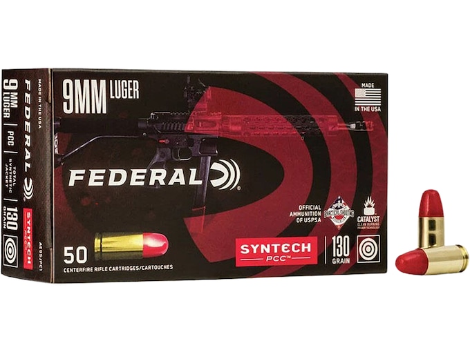 Federal Syntech PCC Ammo 9mm Jacket Synthetic Total Luger 130 Grain