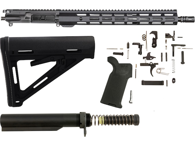 AR-STONER AR-15 Enhanced Build Kit with Upper Receiver Assembly 5.56x45mm NATO 16" Barrel Mid Length 15" M-LOK Handguard, Complete Lower Parts Kit with Magpul MOE Furniture Black