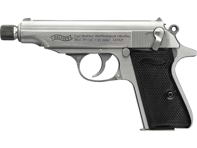WAL PP SD 32ACP THREADED SS BLK PANEL GRIPS 2 8RD