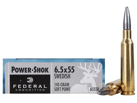 Federal Power-Shok Ammunition 6.5x55mm Swedish Mauser 140 Grain Soft Point Moly