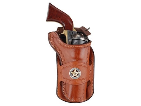 Ross Leather Classic Belt Holster with Tooling and Conchos Crossdraw