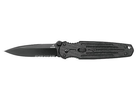 Gerber Mini Covert Fast Folding Knife 2.875" Serrated Drop Point 7Cr17MoV Black Stainle...
