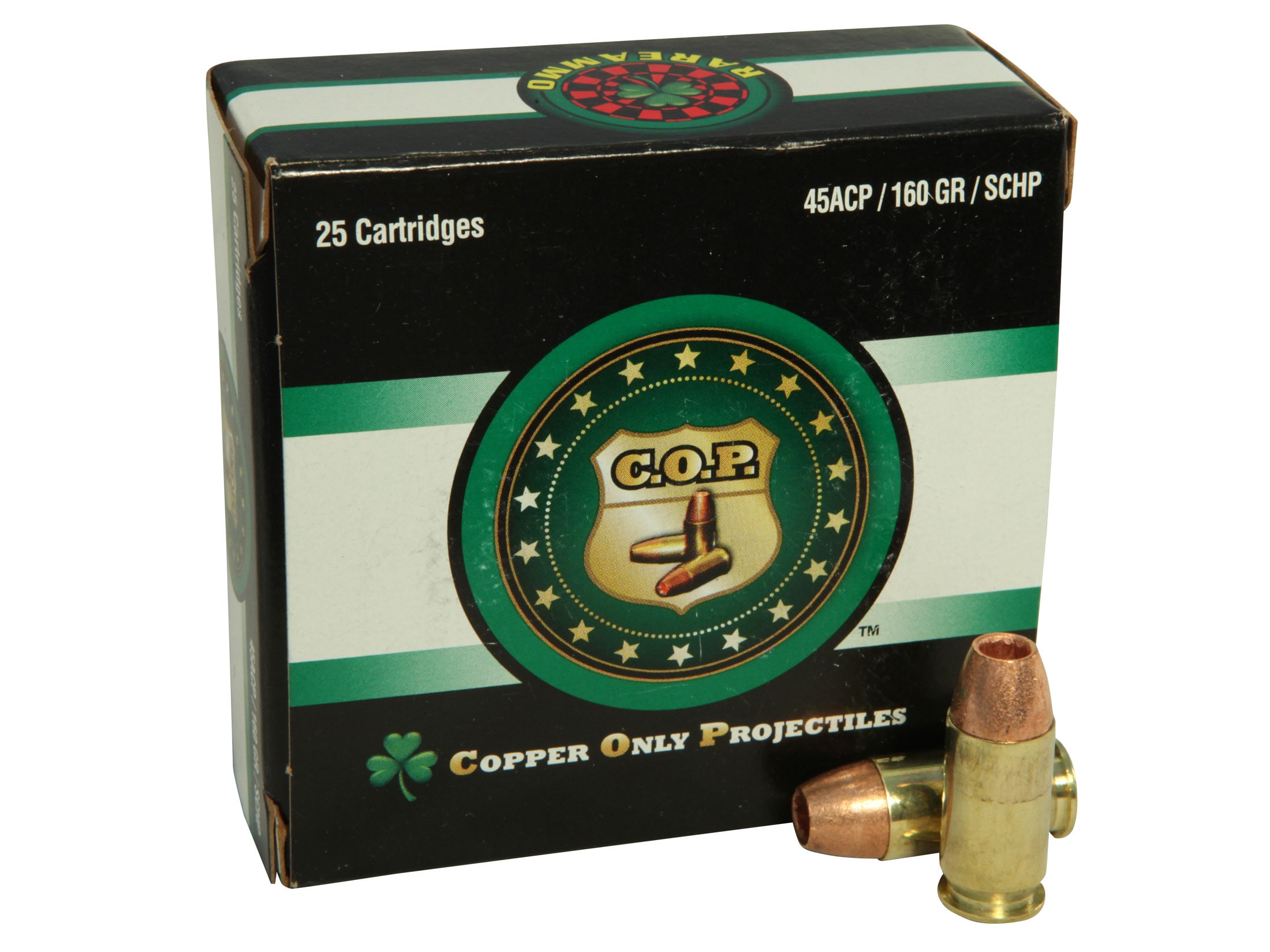 Copper Only Projectiles (C.O.P.) Ammo 45 ACP 160 Grain Solid Copper