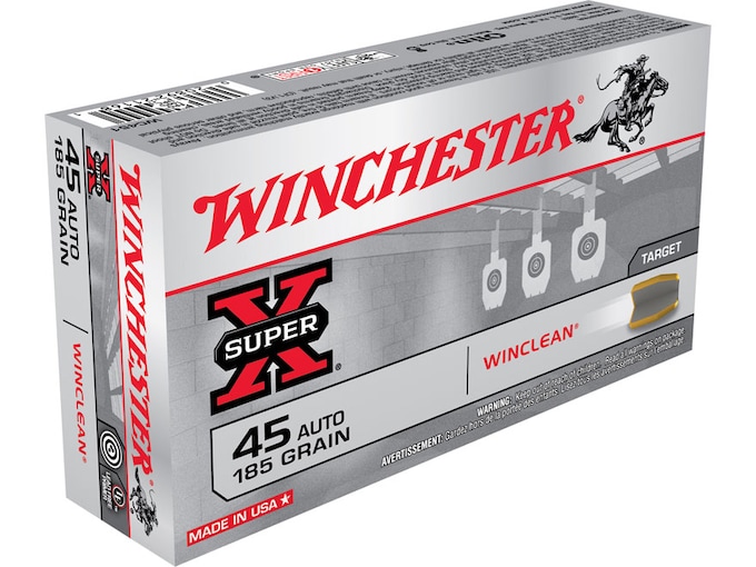 Winchester Super X WinClean 45 ACP Ammo 185 Grain Full Metal Jacket Box of 50