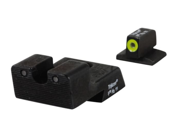 Trijicon HD Night Sight Set for 1911 Novak Cut Steel Matte 3-Dot Tritium Green with Yellow Front Dot Outline
