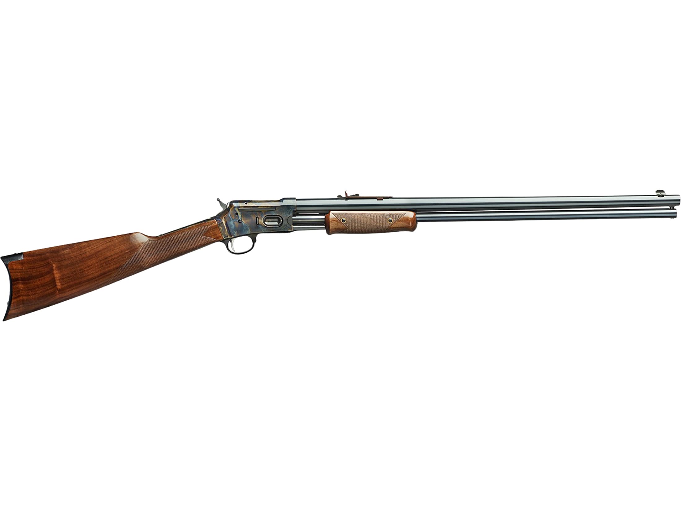 Pedersoli Silver Spur Pump Rifle 45 Colt (Long Colt) 24" Blued Barrel Case Colored Frame Walnut Straight Grip Stock
