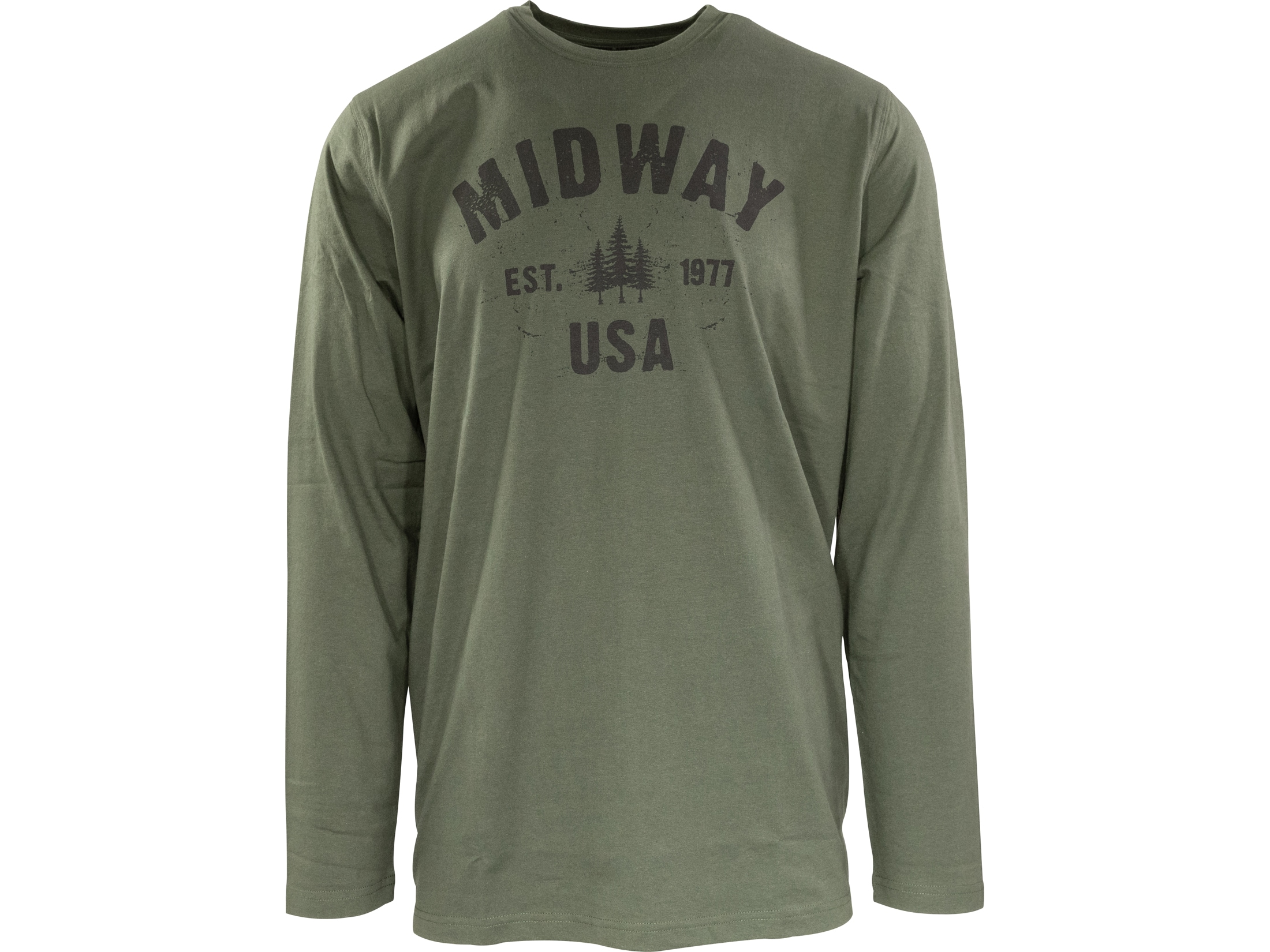 MidwayUSA Men's Long Sleeve T-Shirt Cotton Blend Olive Drab JAE Medium