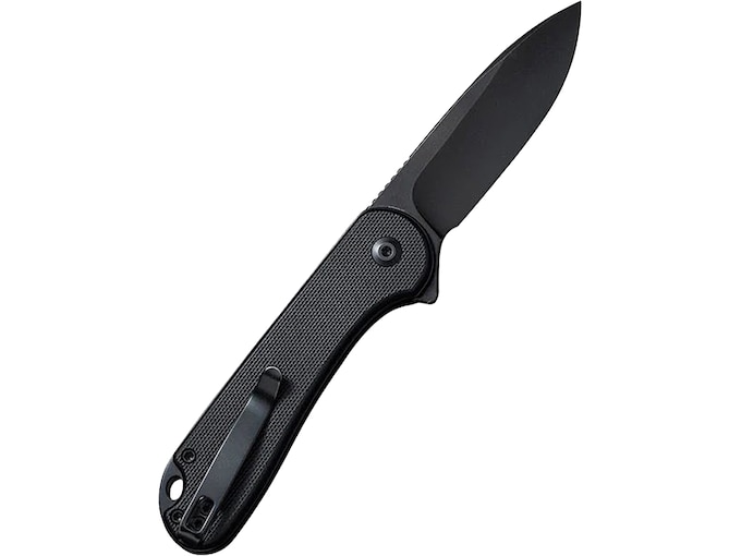 CIVIVI Button Lock Elementum II Pocket Knife 2.96″ Drop Point Nitro-V Black Stonewash Blade G-10 Handle Black,