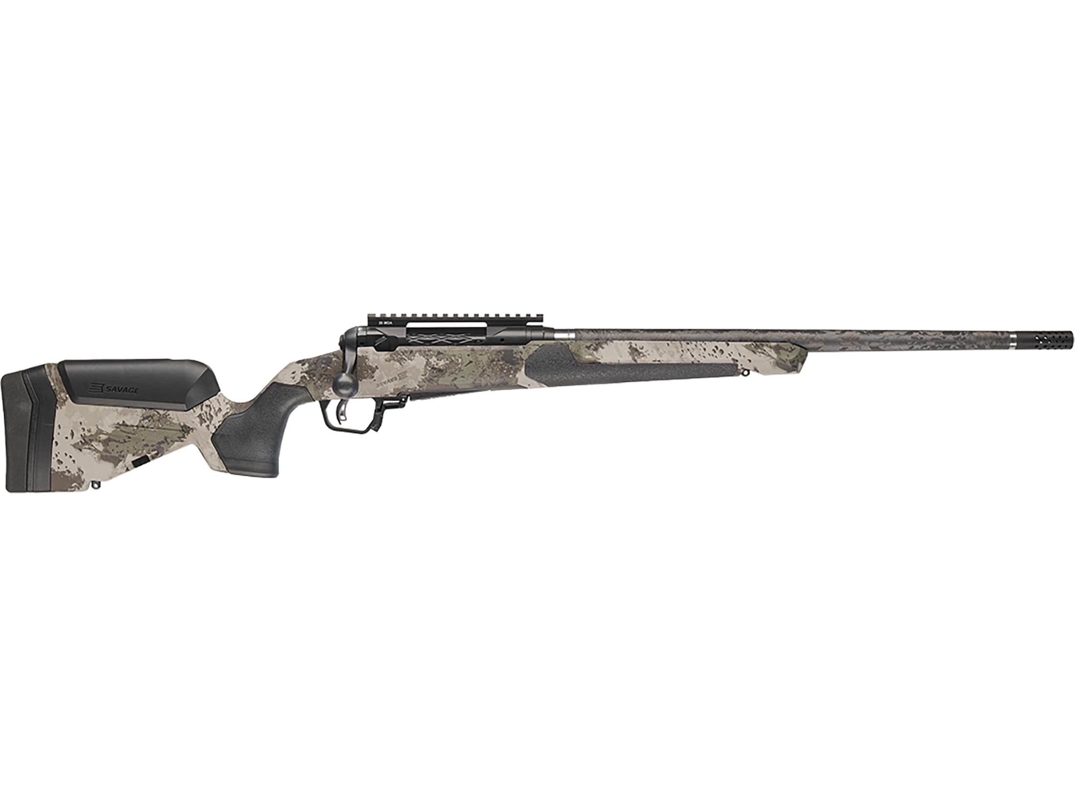 Savage Arms 110 UltraLite Pro Bolt Action Rifle 22 Creedmoor 20" Carbon Fiber Threaded Barrel Black Cerakote Frame Woodland Adjustable Stock