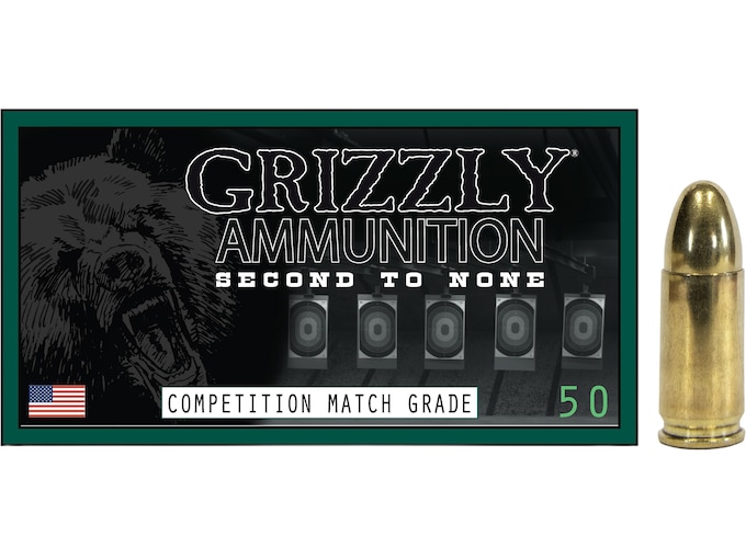 Grizzly Cartridge Sub-Sonic 9mm Luger Ammo 165 Grain Full Metal Jacket Box of 50