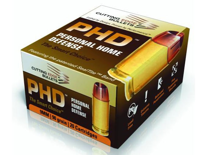 Cutting Edge Personal Home Defense 9mm Luger Ammo 90 Grain Solid Hollow Point Lead Free Box of 20