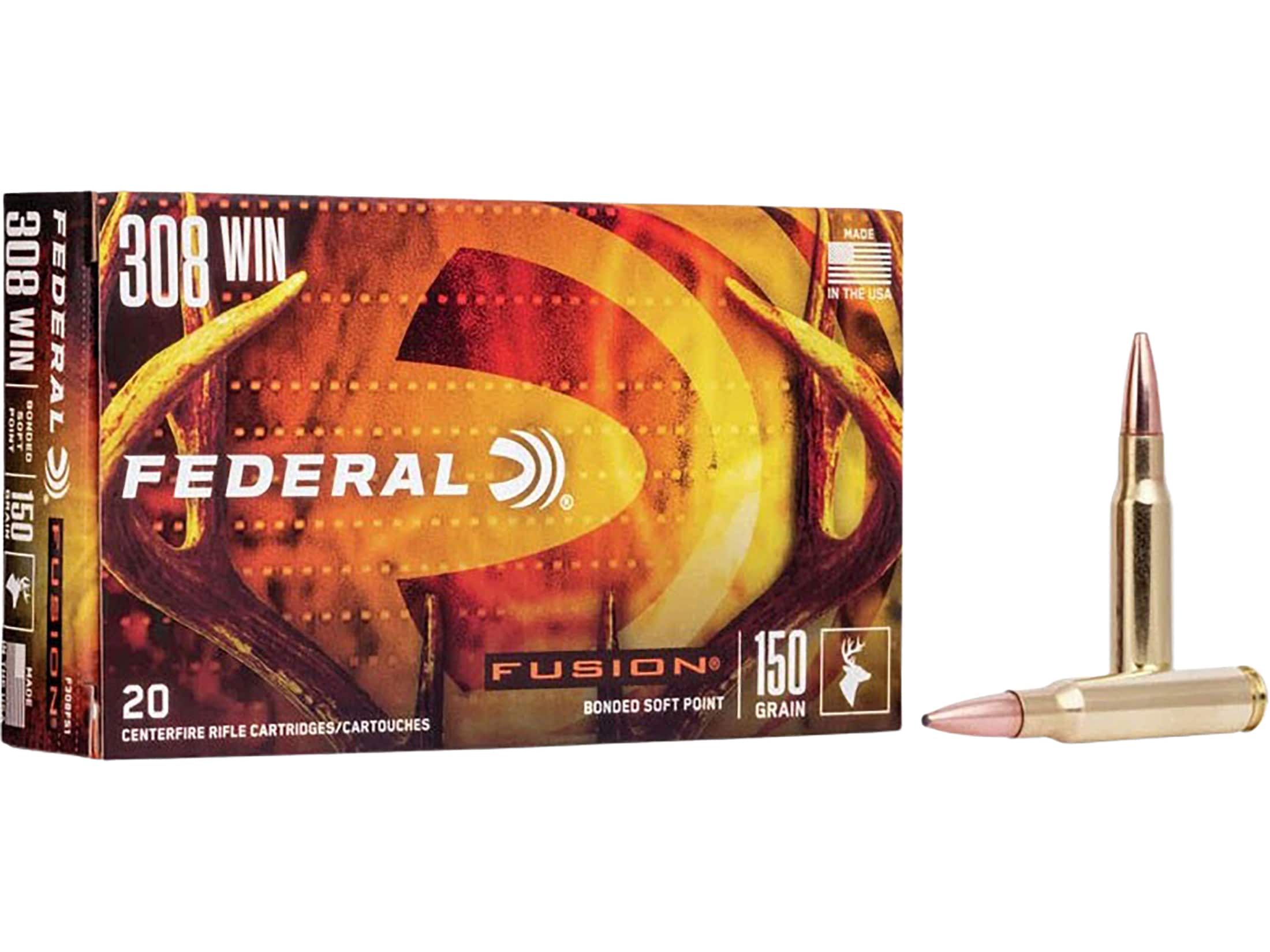 Federal Fusion Ammunition 308 Winchester 150 Grain Bonded Spitzer Boat Tail