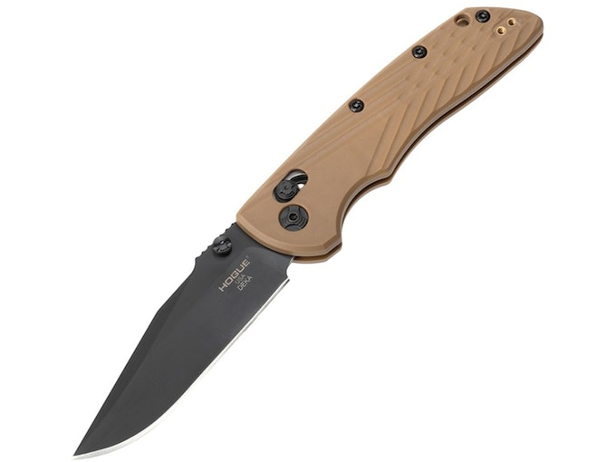 Hogue Deka Pocket Knife 3.25″ Clip Point CPM MagnaCut Black Blade Polymer Handle Flat Dark Earth