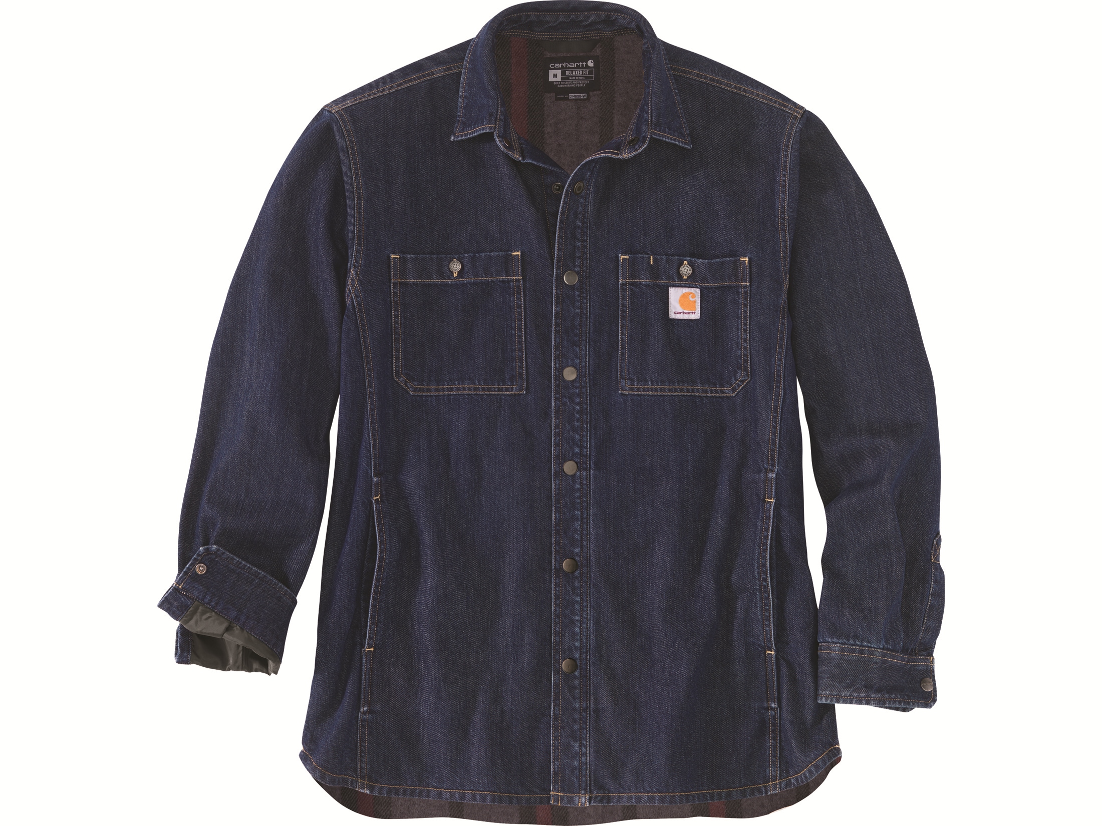 Carhartt Men's Relaxed Fit Denim Fleece Lined Snap Front Shirt-Jac