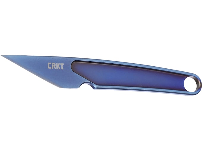 CRKT HangTi Fixed Blade Knife 1.06″ Tanto Point Titanium Nitride Blade Titanium Handle Blue