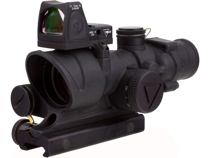 Trijicon ACOG Rifle Scope 4x 32mm LED Illuminated Red Crosshair 223 Remington Reticle with 3.25 MOA RMR Type 2 Adjustable LED Red Dot Sight and Colt Knob Thumbscrew Mount Matte Black