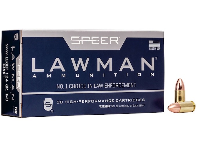 Speer Lawman 9mm Luger Ammo 124 Grain Full Metal Jacket Box of 50
