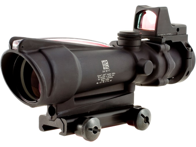 Trijicon ACOG Rifle Scope 3.5x 35mm Dual-Illuminated Red Crosshair 223 Remington Reticle with 3.25 MOA RMR Type 2 Red Dot Sight and Colt Knob Thumbscrew Mount Matte