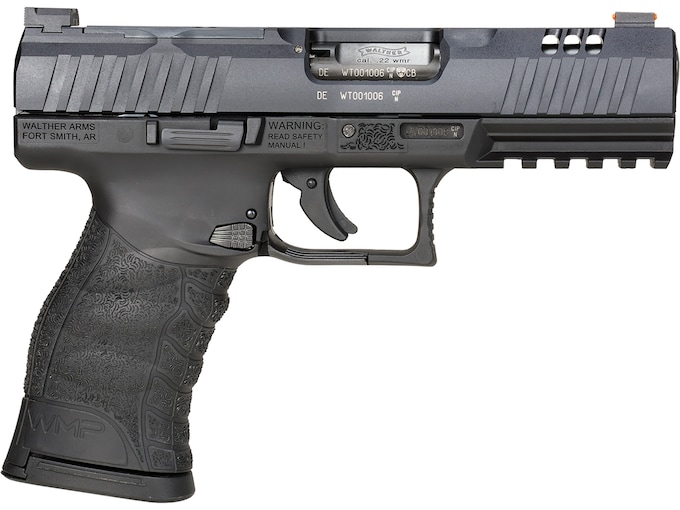 Walther Arms 5220302 WMP Optic Ready 22 WMR 10+1 4.50″ Stainless Steel Barrel, Black Optic Ready/Serrated Slide, Black Polymer Frame w/Picatinny Rail, Black Polymer Grip, Right Hand
