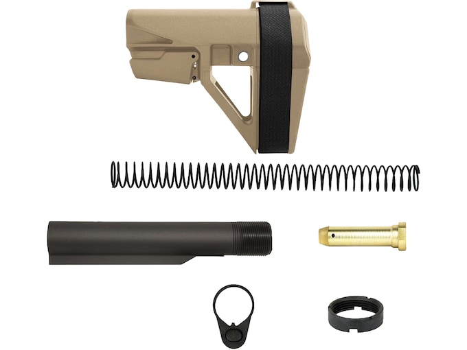 SB Tactical SBA5 AR-15 Pistol Brace Tan with Mil-Spec Carbine Buffer Tube Kit