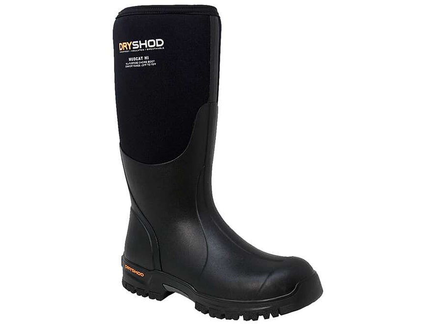 Dryshod Mudcat Hi Rubber Boots Rubber Black/Orange Men's 9 D