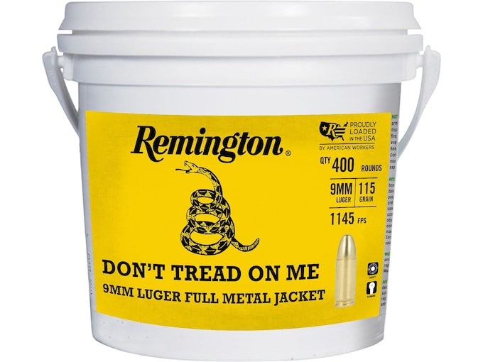 Remington UMC Don't Tread On Me 9mm Luger Ammo 115 Grain Full Metal Jacket Bucket of 400