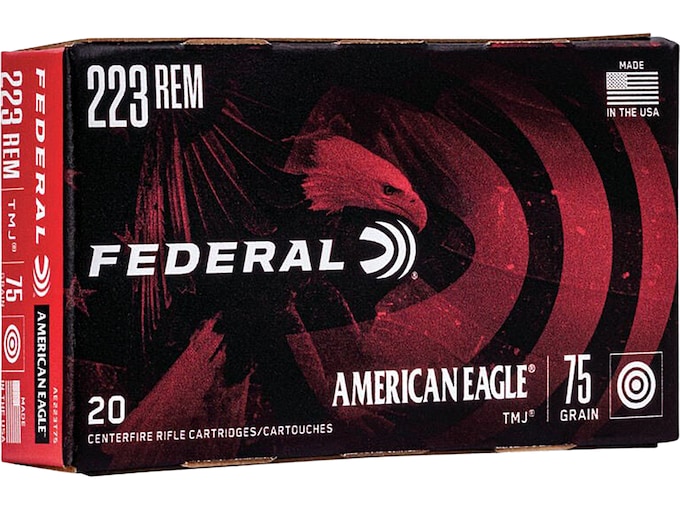 Federal American Eagle 223 Remington Ammo 75 Grain Full Metal Jacket Box of 20